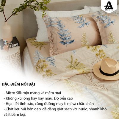Bộ Ga Giường 4 Món Fern Trees Mềm Mại, 100% Mirco Silk Cao Cấp A2Z Home