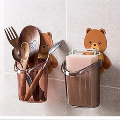 Ly gấu đựng bàn chải đánh răng dán tường Cốc dán tường nhà tắm