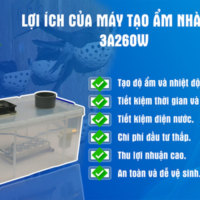 Máy Tạo Ẩm Nhà Yến 3A260W (Vỉ 10 Mắt) - Phun Sương Tạo Ẩm Siêu Âm - Hàng Chính Hãng