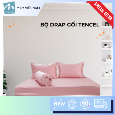 Bộ drap gối MYM chất liệu vải Tencel màu 160CM x 200CM x 30CM