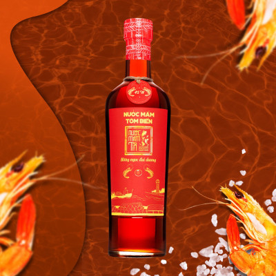 Cặp 2 Chai Nước Mắm Tôm Biển độ đạm 45N tự nhiên - Nước Mắm Tĩn 500ml/chai Hồng Ngọc Đại Dương nguyên chất truyền thống sạch