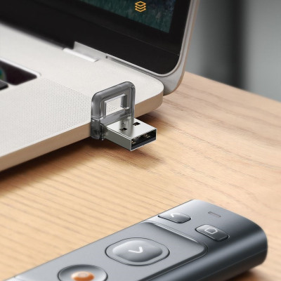 Bút Laser trình chiếu Baseus Orange Dot Wireless Presenter cho Laptop/ Macbook (100m. 2.4Ghz USB/Type C Receiver, Wireless Remote Control, Red Laser Pointer/ Presenter) kèm dây sạc- Hàng chính hãng