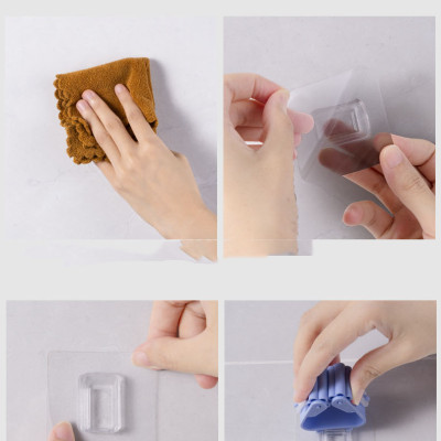 Bộ 2 móc treo chổi, cây lau nhà dụng cụ tẩy rửa nhà tắm dán tường chống khuẩn tiết kiệm không gian chịu lực tối đa 5Kg