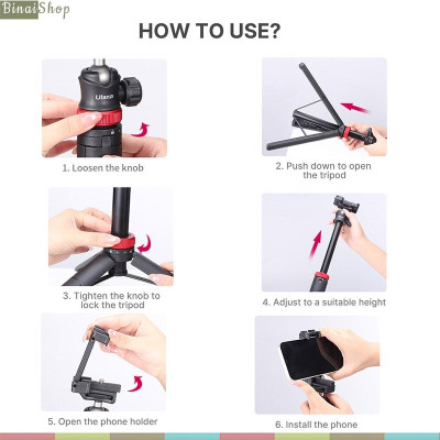 Ulanzi MT-44 - Tripod Mini Cho Máy Ảnh, Điện Thoại, Tải Trọng 1.5 Kg, Chiều Cao Tối Đa 109cm- Hàng chính hãng