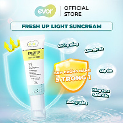 Kem chống nắng makeup trẻ hoá dưỡng trắng - Fresh Up Light Sun Cream 30ml | EVOR