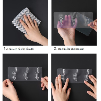 THANH TREO ĐỒ 6 MÓC TRONG SUỐT - TIỆN LỢI DÁN TƯỜNG SIÊU DÍNH - TREO ĐƯỢC NHIỀU ĐỒ HƠN - TIẾT KIỆM KHÔNG GIAN NHÀ Ở (Giao Hàng Theo Mẫu Ngẫu Nhiên)