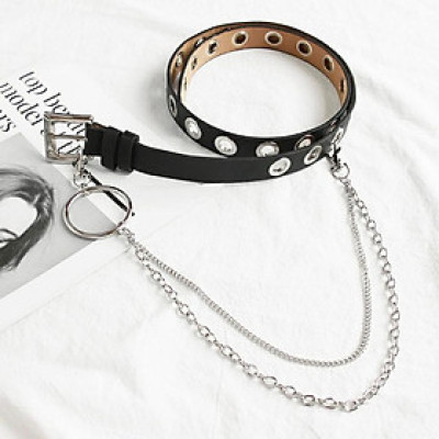 Thắt lưng nữ phụ kiện titan thép 2 tầng cá tính