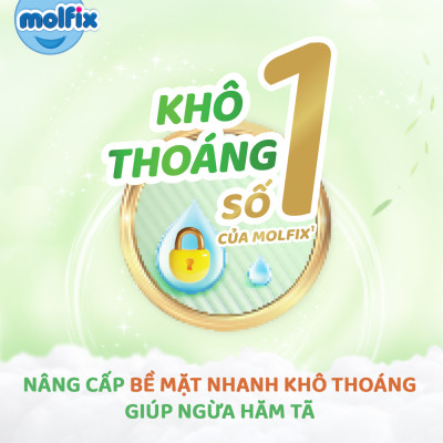 Tã/bỉm dán Molfix Thiên nhiên Jumbo L (9kg - 13kg) - Gói 40+6 miếng