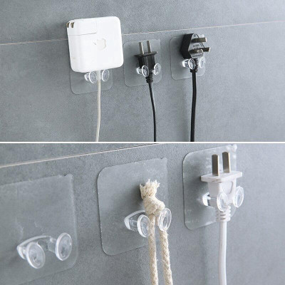 10 Móc Dán Tường Treo Phích Cắm Điện, Móc Dính Tường Trong Suốt, Móc Gài Các Loại Phích Cắm Điện. TakyHome 4000Set10