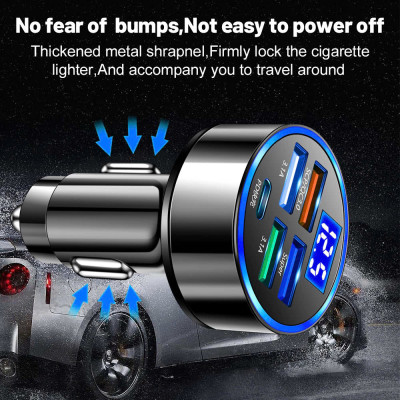 ĐènTẩu Sạc QC3.0+PD 4 USB 12V-24v 150W Chuyên Dụng Thông Minh Tự Điều Chỉnh Dòng Sạc