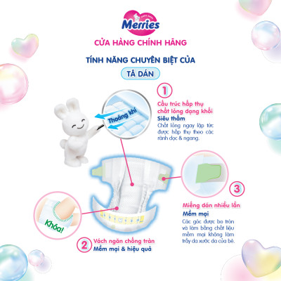 Tã/bỉm dán Merries size S - 70 miếng (dành cho bé 4 - 8kg)