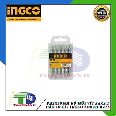 PH2x50mm Bộ mũi vít bake 2 đầu 10 cái INGCO SDB21PH223