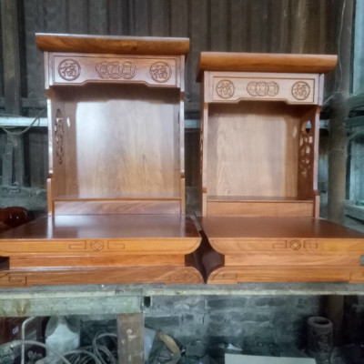 Bàn thờ ông thần tài ông địa bằng gỗ hương đá kt 41×47×61cm