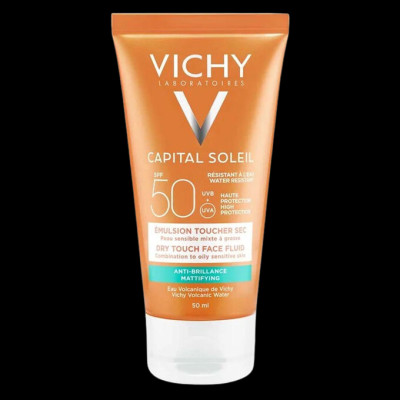 Kem Chống Nắng Không Gây Nhờn Rít Không Màu SPF50  Vichy Capital Soleil SPF50 Face Dry Touch (50ml) -100516689