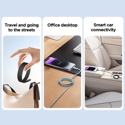 Cáp Sạc Nhanh Pisen Quick Magipi Magloop Lightning USB-C 27W 1m - Màu Hồng