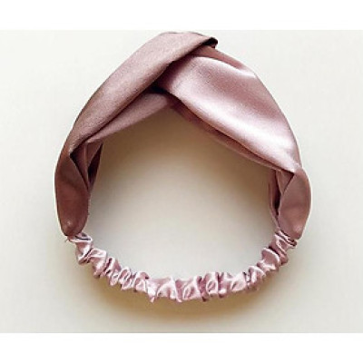 Băng đô turban nữ TB01B bản to phối màu nâu nhạt hồng nhạt