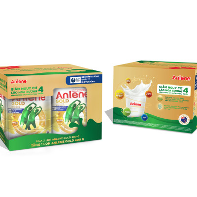 Bộ quà tặng combo 2 Sữa Bột Anlene Gold Hương Vanilla (Hộp Thiếc 800g) tặng 1 lon 400g