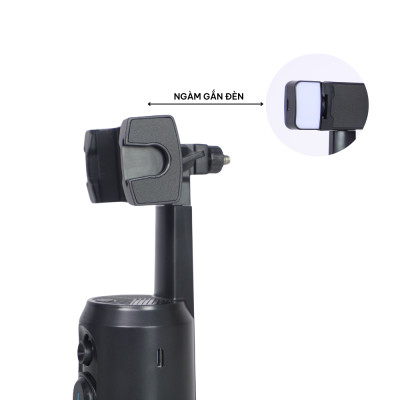Gimbal xoay tự động Q02 kèm đèn và remote - Phụ kiện hỗ trợ quay vlog, video dễ dàng - Hàng chính hãng