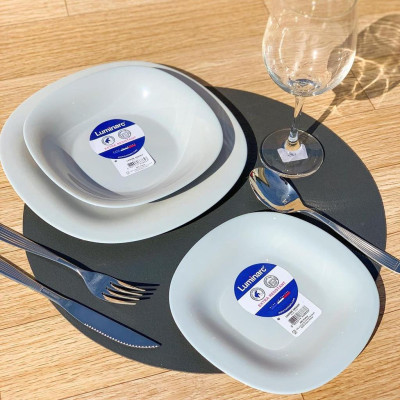 Đĩa (dĩa) thủy tinh cường lực Luminarc Carine Granit 27cm, dùng vi sóng, máy rửa bát, sản xuất Pháp - N6611