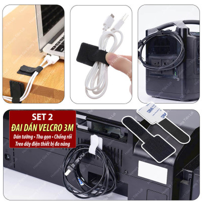 Dây Đai Velcro Keo 3M Dán Tường Đa Năng Cuốn Dây Cáp Sạc Tai Nghe Treo Dây Điện Chống Rối