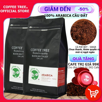 Cà Phê Bột Arabica Cầu Đất Nguyên Chất 100% Coffee Tree - 1Kg - Hương Thơm Mạnh, Vị Đắng Nhẹ, Chua Thanh, Hậu Vị Ngọt