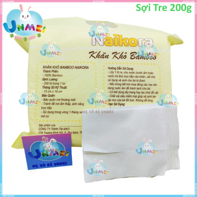 Khăn Khô, Khăn Vải Khô Đa Năng AIKO Bambo Luxury 200 tờ/bịch (KT: 15x18cm) Siêu Mềm Mại, An Toàn Cho Da Bé