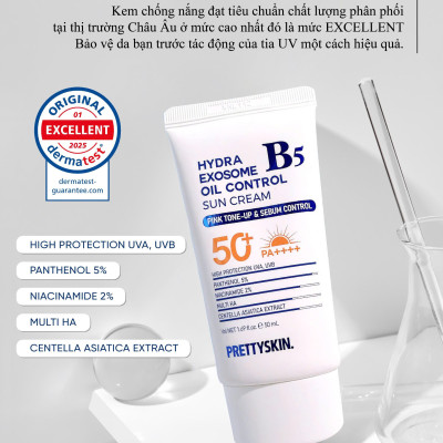 Kem chống nắng nâng tông, kiểm soát dầu nhờn Pretty Skin Multi Hydra B5 Exosome Oil Control Sun Cream Hàn Quốc 50ml