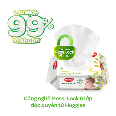 Combo 12 Khăn Ướt Dịu Nhẹ Cho Trẻ Sơ Sinh Huggies (80 Tờ/Gói)