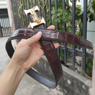 Dây nịt da bụng cá sấu liền tấm 4cm 