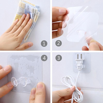 Combo 5 Móc Gài Trong Suốt Treo Phích Điện, Móc Dán Tường, Gài Các Loại Phích Cắm Điện Gọn Gàng Trên Tường. TakyHome 4000set5