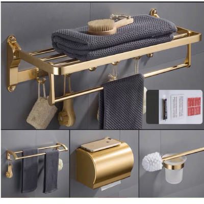 Phụ kiện phòng tắm 5  món nhôm VÀNG NHẠT đẹp sang trọng nhẹ nhàng tinh tế (mẫu thực tế có thể sai khác chút)