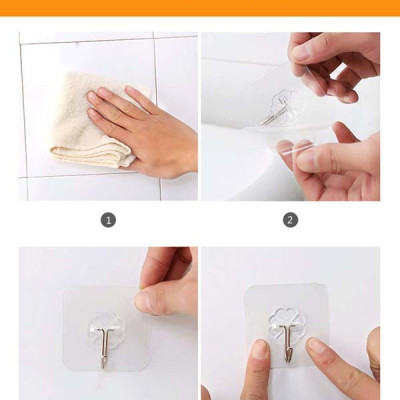 Combo 5 Móc Dán Tường Trong Suốt Siêu Dính Tiện Lợi