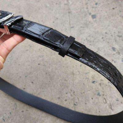 Dây thắt lưng liền Hông cá sấu N25D1 (Mặt trắng)