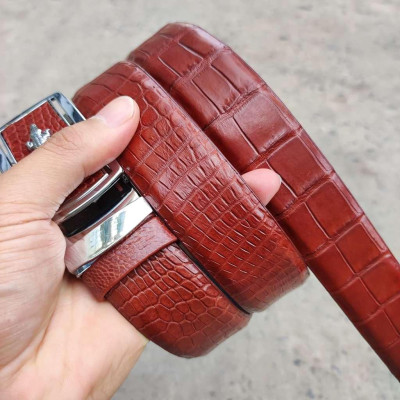 Thắt Lưng Da Bụng Cá Sấu N22ND_B (mặt bạc)