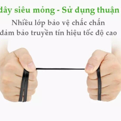 Ugreen UG50176NW102TK 5M màu Đen Cáp mạng LAN CAT6 dây dẹt - HÀNG CHÍNH HÃNG