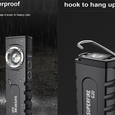 Đèn pin cẩm tay đa năng Superfire G20 - Thiết kế sáng tạo có thể  dùng cho Sửa xe, Kiểm tra máy móc, Cắm trại, Chiếu sáng gia đình, học tập