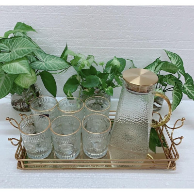 COMBO BỘ BÌNH CỐC THỦY TINH UỐNG NƯỚC CHỊU NHIỆT CAO CẤP LÊN ĐẾN 400 ĐỘ C ( CỐC 300ML, BÌNH ĐÁY VUÔNG)