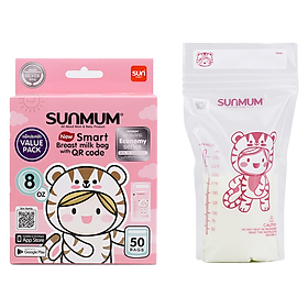 Túi đựng sữa mẹ sunmum 250ml (Hộp 50 túi) tặng 2 túi zipper bảo quản
