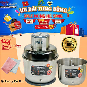 Máy xay thịt - thực phẩm Unie UE-226 - 2 cối inox 2.5 lít + dụng cụ bóc tỏi - Hàng chính hãng