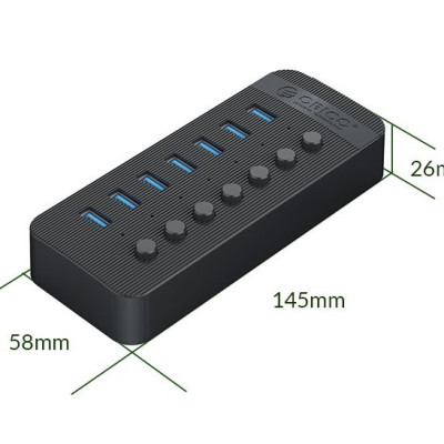 Bộ Chia USB HUB ORICO CT2U3-10AB 10 Cổng USB 3.0 Với Các Cổng Riêng Lẻ- Hàng Chính Hãng