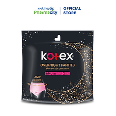 Băng vệ sinh ban đêm dạng quần Kotex size M/L (Gói 2 miếng)