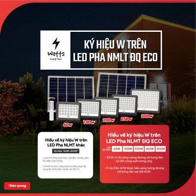 Bộ đèn LED Pha NLMT Điện Quang ĐQ LEDSLN 765 (Solar, IP65, daylight, công suất từ 60W - 300W)