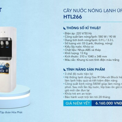 Cây nước nóng lạnh úp bình Hòa Phát HTL266 - Bảo hành 28 tháng - Hàng chính hãng