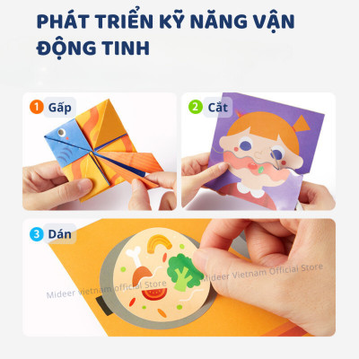 Giấy Gấp Origami Mideer Origami 3 cấp độ, Đồ Chơi Thủ Công giáo dục sáng tạo Cho Bé 2 3 4 5 Tuổi