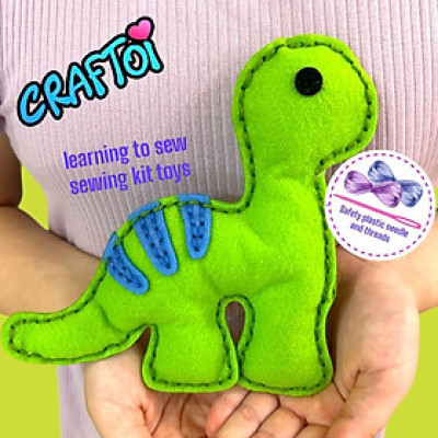 KIM NHỰA Bộ Thủ Công Trẻ Tự Làm Thú Bông 5+ DINOSAUR JOEY Craftoi Felt Sewing toy prepunched holes plastic needle
