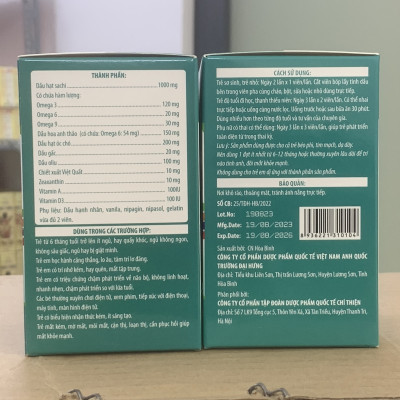 ￼Kẹo viên bổ não OMEGA 3 Plus, hộp 60 viên ,Bổ sung DHA hỗ trợ phát triển não bộ, giúp tăng khả năng tập trung của trẻ