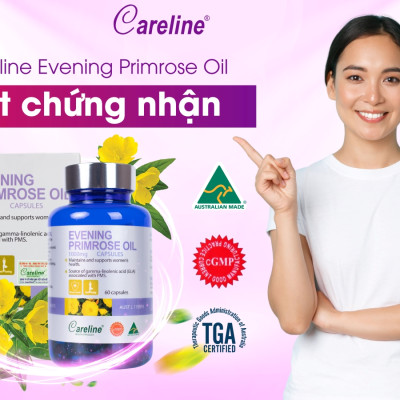 Viên Tinh Dầu Hoa Anh Thảo Úc Careline Evening Primrose Oil - Hỗ Trợ Tăng Cường Sức Khỏe, Làm Đẹp Da 60 Viên/Hộp