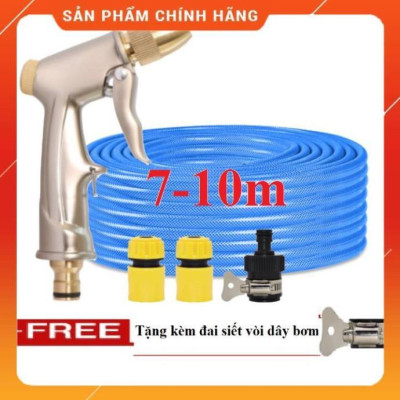 ️ Bộ dây vòi xịt nước rửa xe, tưới cây , tăng áp 3 lần, loại 7m, 10m 206701-1 đầu đồng,cút+ đai