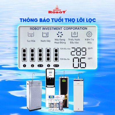 Máy Lọc Nước ROBOT LUX PRO 239W-UR Công Nghệ R.O + UF Vi Mạch LCD Đa Năng Công Suất 20Lit/ Giờ Tủ Đứng - Hàng Chính Hãng