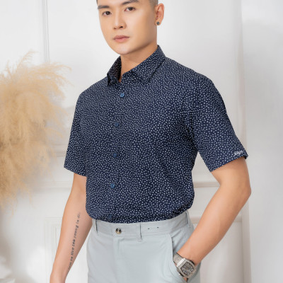 Áo sơ mi nam ngắn tay ALIGRO nhiều màu chất liệu cotton tự nhiên cao cấp, vạt bằng form custom trẻ trung ALGS-C66